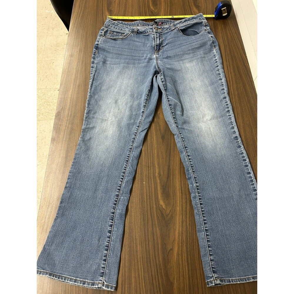 Apt. 9 Women's Jeans Curvy Straight Blue Stretch Mid Rise 5-Pocket Design Size16